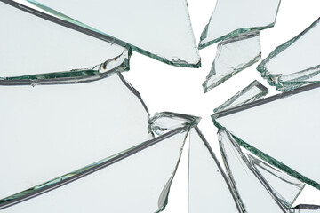 Broken pieces glass mirror isolated