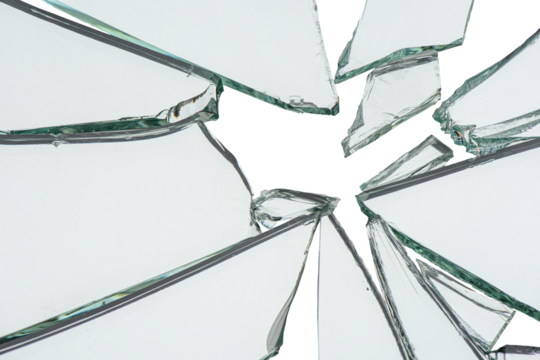 Broken pieces glass mirror isolated