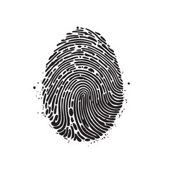 Fingerprint Icon, Finger Print Identity Symbol, Grunge Thumbprint Sign, Fingerprint, ID Vector Illustration