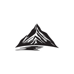 Mountain Icon, Rocky Tops Landscape Silhouette, Mountains Pictogram Isolated on White