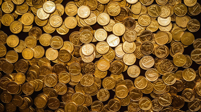 Ein Haufen voller Geldmünzen KI