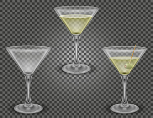 martini cocktail alcoholic drink glass vector illustration