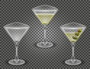 martini cocktail alcoholic drink glass vector illustration