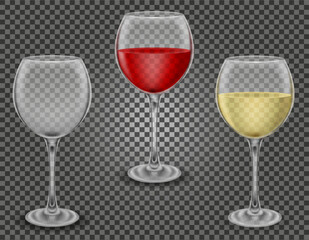 transparent glass for wine and low alcohol drinks vector illustration