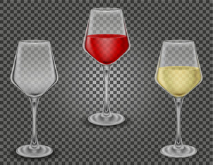 transparent glass for wine and low alcohol drinks vector illustration