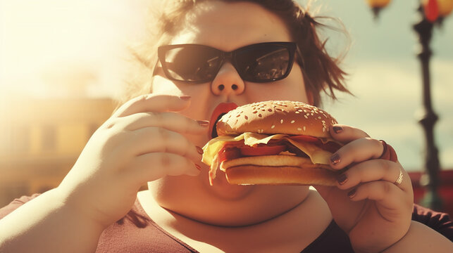 dicke Frau ist riesen Burger KI