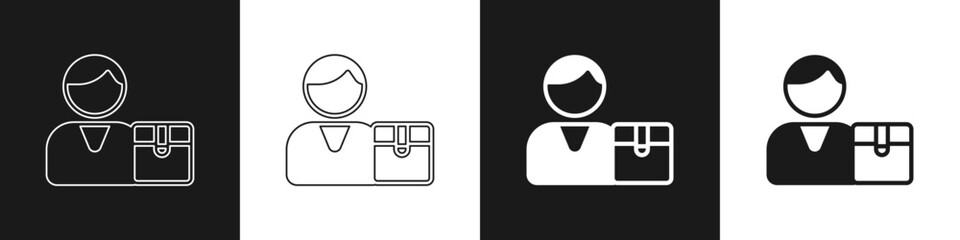 Set Buyer icon isolated on black and white background. Vector