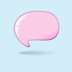 3d render pink round speech bubble message on blue. bubble chat, cartoon style, icon