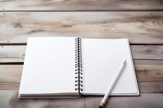 Libro en blanco sobre mesa estilo sketching book. Generative ai.