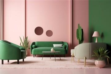 interior lounge render decoration lamp living stylish cosy copy space white loft. Generative AI.