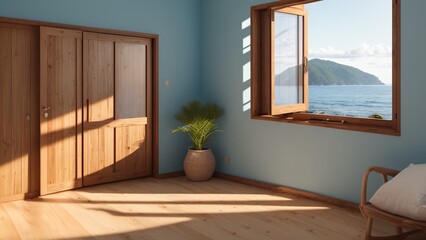 A Dreamy View Of A Room With A Door And A Window AI Generative