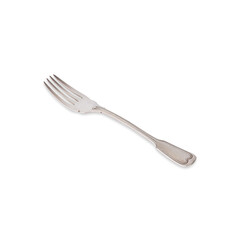 Old vintage metal fork isolated over white background