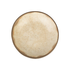 Brown rustic ceramic plate isolated over white background