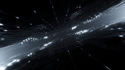 3d rendering of abstract dark space geometry background, Sci-fi concept.