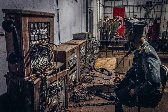 Mamerki, Poland - August 23, 2017: Exhibit in Museum City of Brigid in Mamerki, former Nazi bunker complex