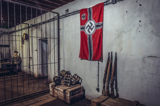 Mamerki, Poland - August 23, 2017: Exhibit in Museum City of Brigid in Mamerki, former Nazi bunker complex