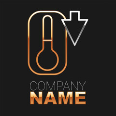 Line Meteorology thermometer measuring heat and cold icon isolated on black background. Thermometer equipment showing hot or cold weather. Colorful outline concept. Vector