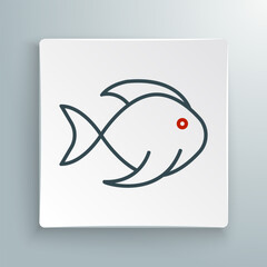 Line Fishing bucket with fish icon isolated on white background. Fish in a bucket. Colorful outline concept. Vector