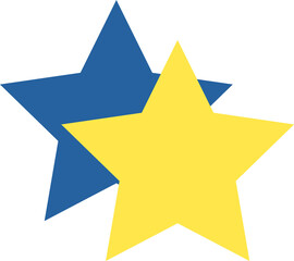 Blue and yellow stars semi flat color raster object. Full sized item on white. Review and opinion. Customer rating simple cartoon style illustration for web graphic design and animation