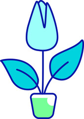 Flourishing tulip in pot semi flat color raster element. Full sized object on white. Houseplant care. Home decoration simple cartoon style illustration for web graphic design and animation