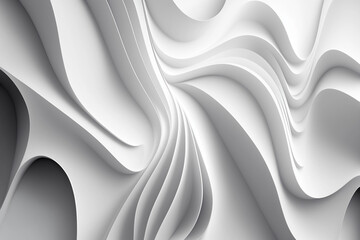 White dynamic abstract wavy wallpaper background, organic beautiful white voluminous background, generated ai