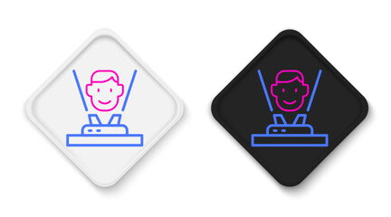Line Hologram icon isolated on white background. Global communication technology. Colorful outline concept. Vector