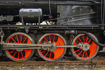 Fototapeta na wymiar detail of a Czech steam locomotive