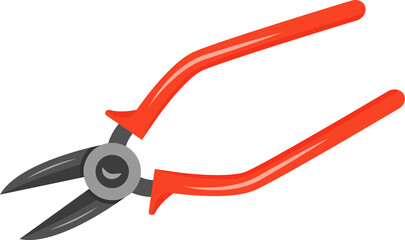 Cutting pliers semi flat color raster object. Full sized item on white. Burglar instrument. Nippers. Wire-cutter simple cartoon style illustration for web graphic design and animation