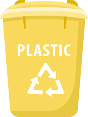 Bin for plastic waste semi flat color raster object. Full sized item on white. Zero waste. Garbage sorting and recycle simple cartoon style illustration for web graphic design and animation