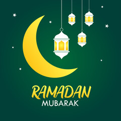 Islamic greetings ramadan mubarak card design background