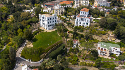 Fototapeta premium Aerial view of a white residential building.