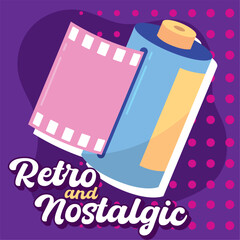 Isolated colored vintage photo roll Retro and nostalgic Vector