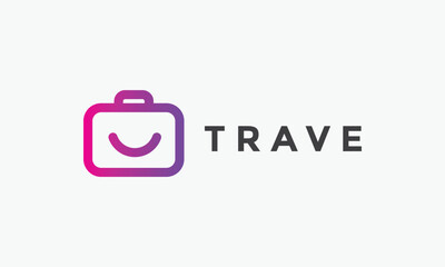 Logo travel bag tour tourism vocation holiday company flight plane concept vector minimalist design