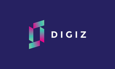 Logo vector colorful letter D minimalist concept font logotype trendy