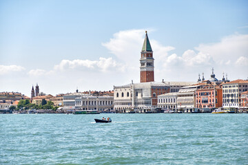 Fototapeta na wymiar Venice: Basilica San Marco and the Clocktower in Piazza San Marco, Italy.