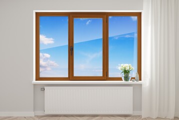 Obraz na płótnie Canvas Wooden plastic window in the new room