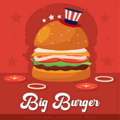 Isolated cartoonish hamburger Colored burger day template Vector