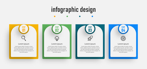Infographic element template with 4 steps, options. can be used for workflow diagram, info chart, web design. vector illustration. Premium Vector