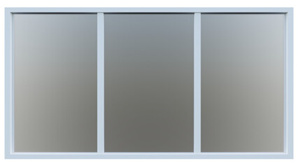 3d rendering of white rectangle grid horizontal window frame with glass.