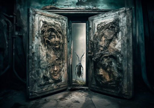 Dimensionstor in die Parallelwelt - mit generativer KI Midjourney erstellt und mit Photoshop zusammengef&uuml;gt