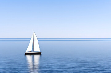 Fototapeta premium Sailboat in peaceful ocean waters