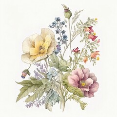 Flower Illustration on a White Background (ai generated)