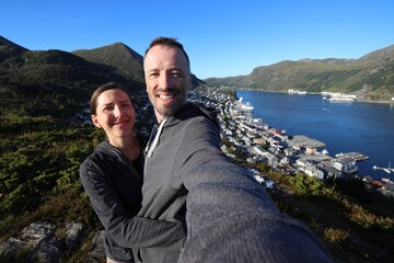 Traveling in Norway - couple selfie