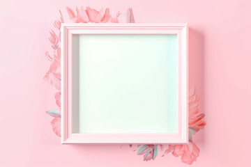 Pale pink decorative frames, frames, photos, paintings, etc., ideal for use with messages, and features a cute decoration with a flower pattern on the rim. Generative AI