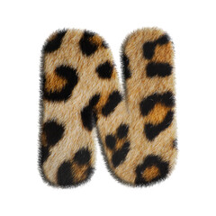 3D Fur Leopard Alphabet N