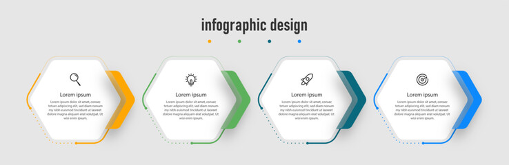 Infographics design template. timeline with 4 steps, options. can be used for workflow diagram, info chart, web design. vector illustration. Premium Vector