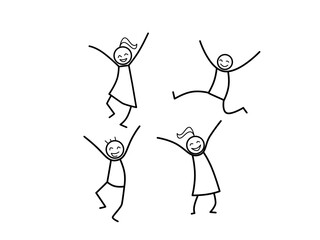 line drawing cartoons expressing happy emotions