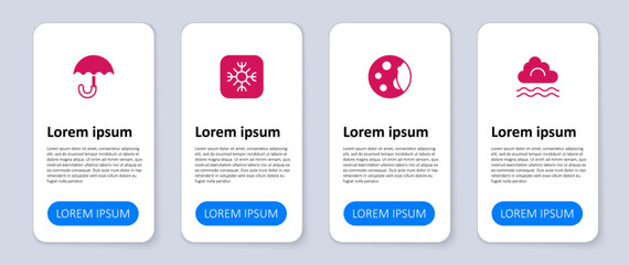 Set Fog and cloud, Moon phases, Snowflake and Umbrella. Business infographic template. Vector