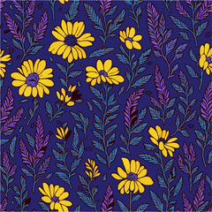 Folk floral seamless pattern background.