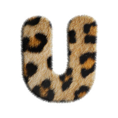 3D Fur Leopard Alphabet U
